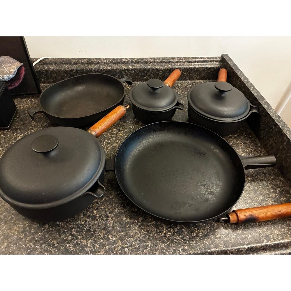 Le Creuset Enzo Mari La Mama Vintage Black Cast Iron Saucepan Set 14 17 20 - Picture 7 of 7